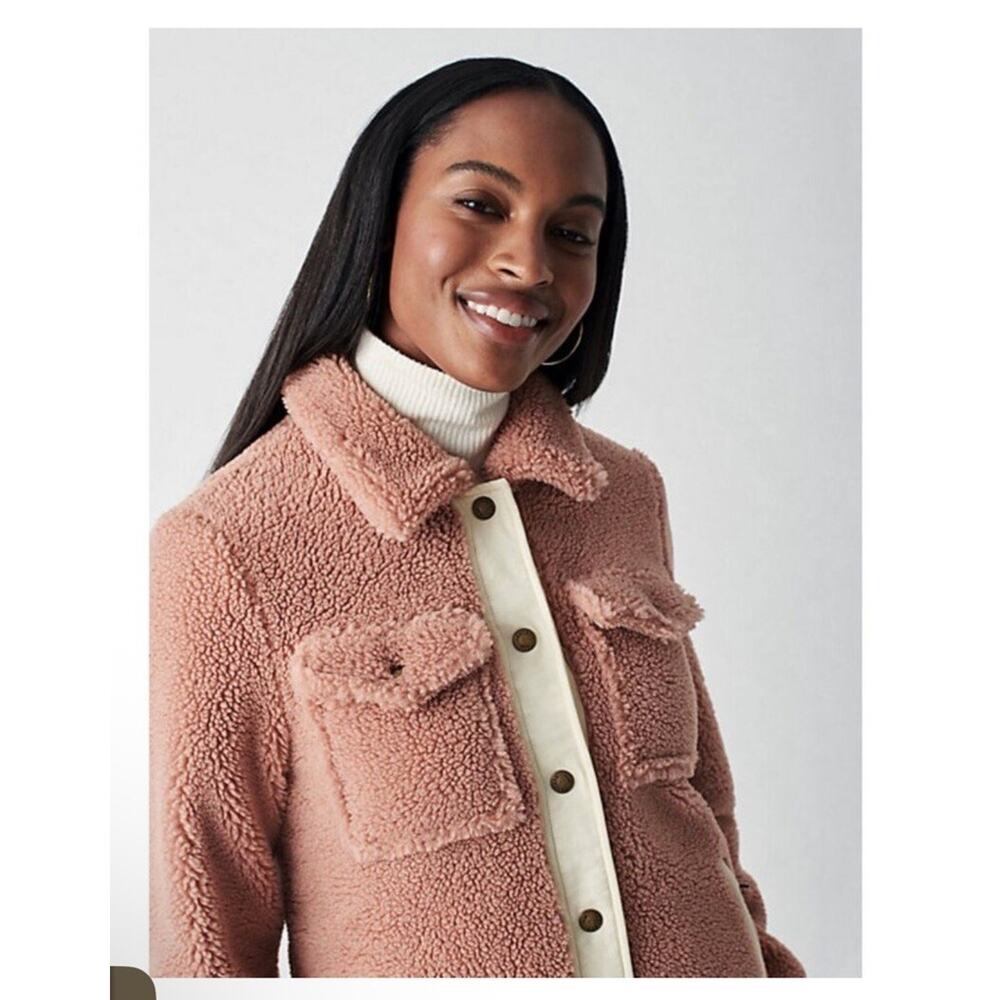 Faherty Women’s Eldridge Pink Sherpa Jacket Small High Pile